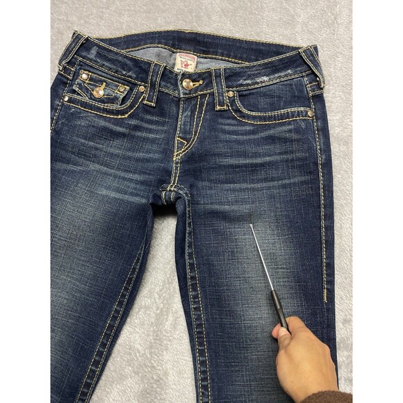 True Religion Disco Becky Big T Women's Sz 28 Yellow Rhinestone Bootcut Jeans - Picture 14 of 15
